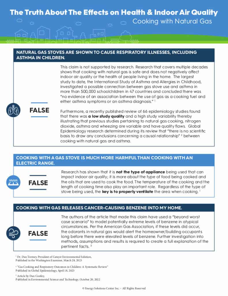 Residential Gas Cooking Myth Fact Sheet